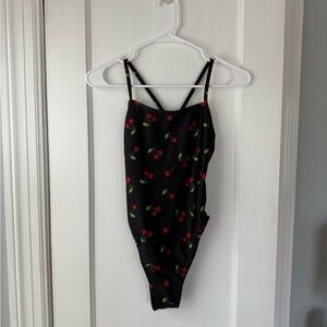 Jolyn “Perry” Black Swimsuit with Cherry Design